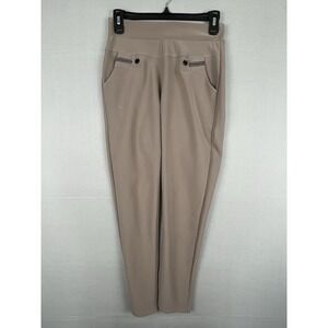 Lemite Womens Tan Pants Size M Pull On Stretch Slim Straight Casual Office